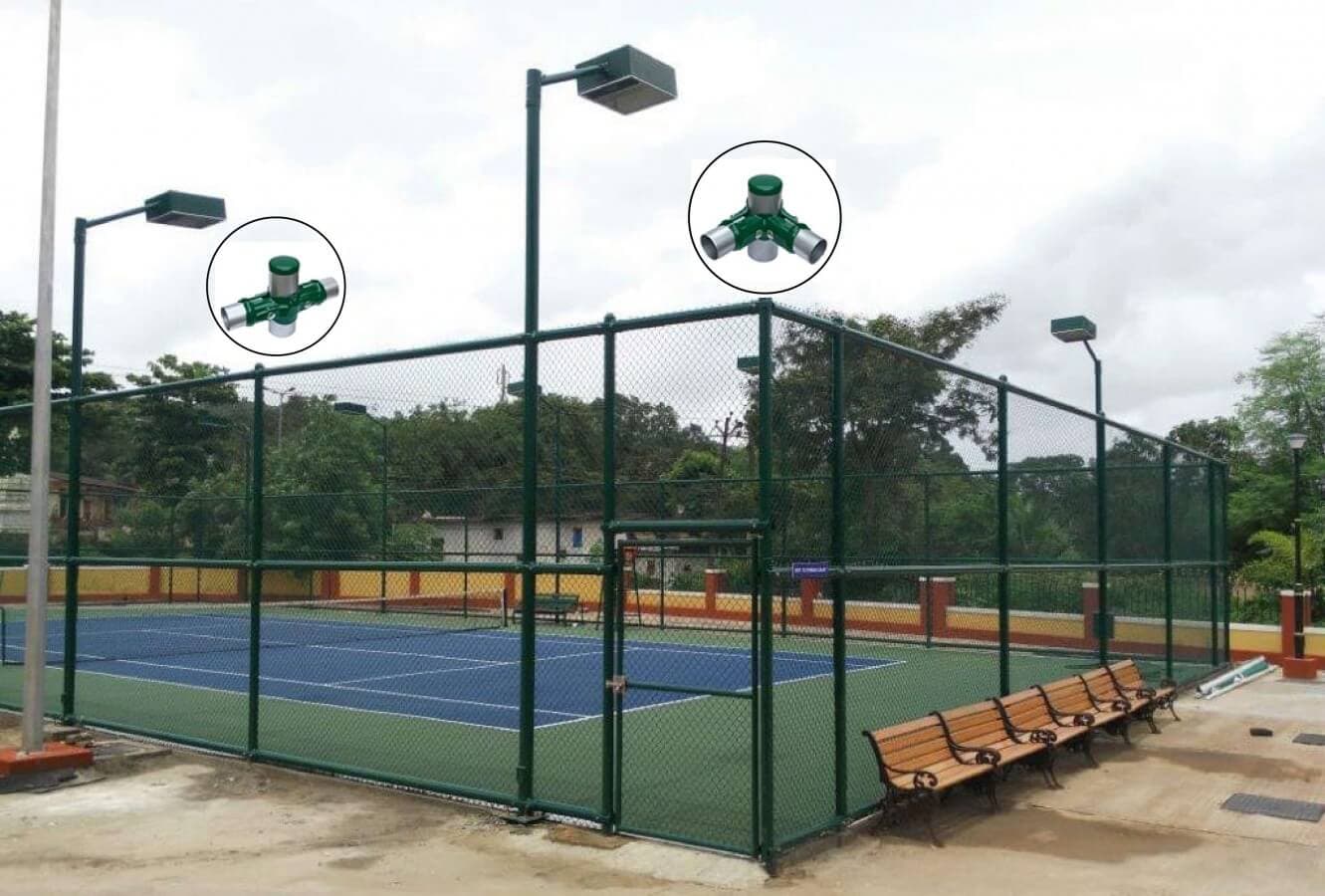 Freewill fence system installed around a sports field