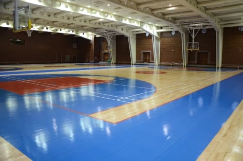 Indoor hall with maple hardwood flooring at Unison World School
