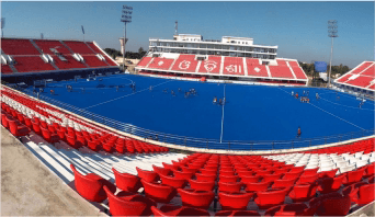 Spectator seating installed at Kalinga Stadium, Bhubaneswar