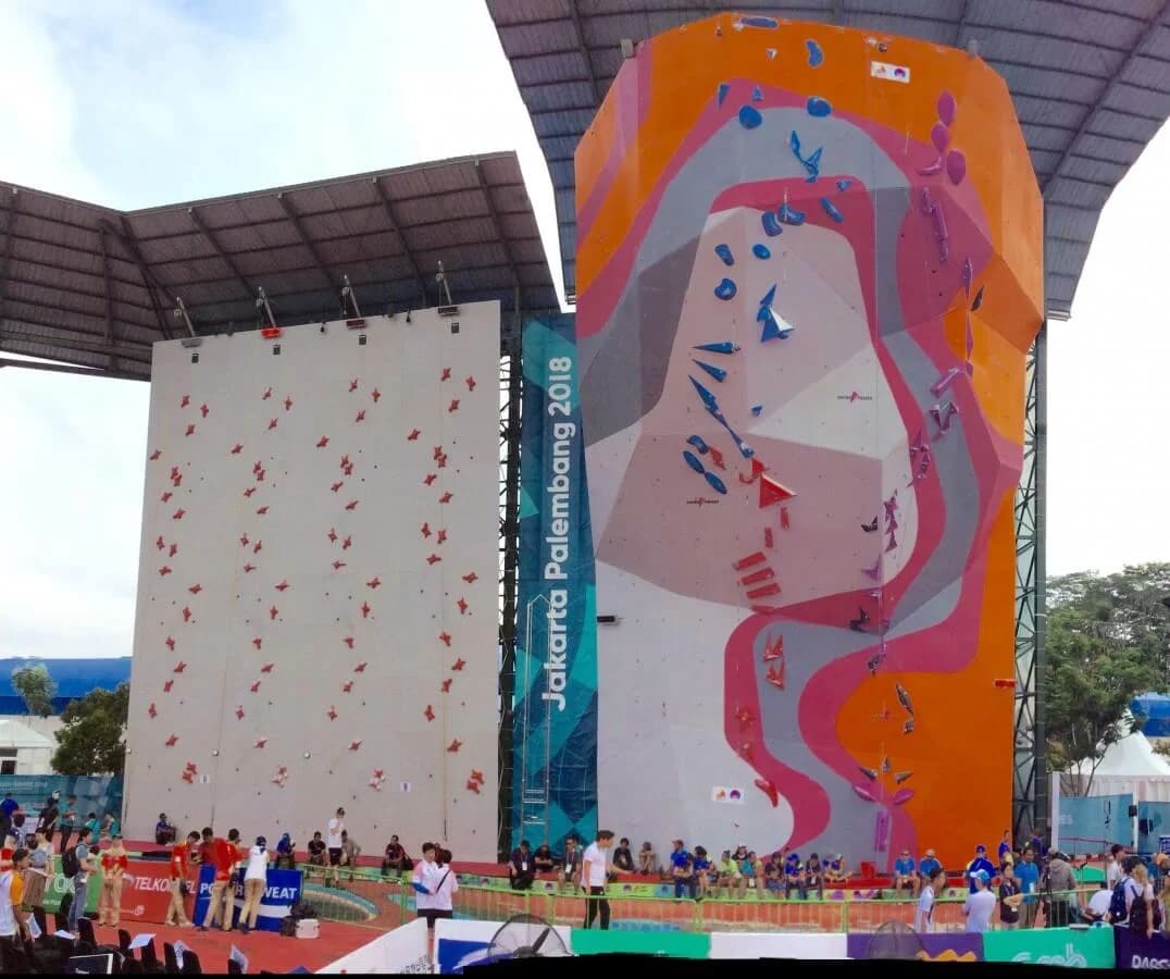 IFSC speed and lead climbing walls at the Jakarta Palembang 2018 Asian Games