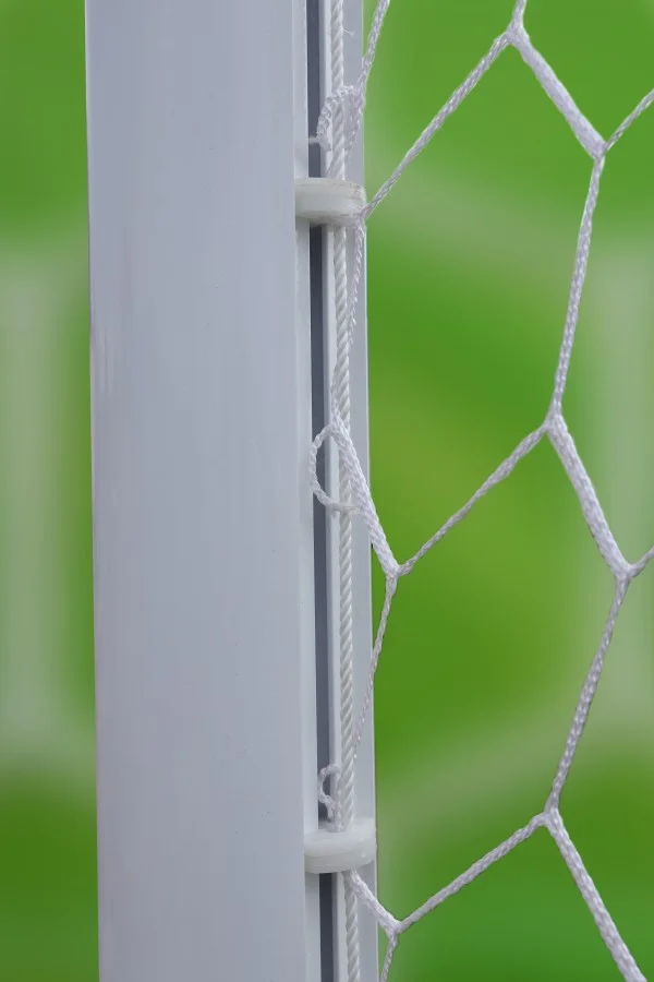 Net fixing groove detail on a football goal post