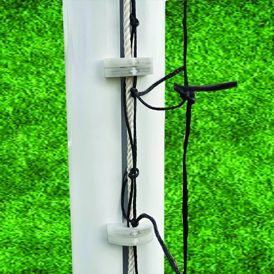 Net fixing groove detail on an aluminium goal post